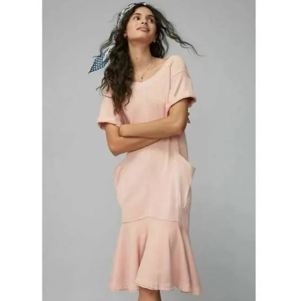 Nwt Anthropologie Joella Midi Dress Pink/Rose Size S 100% Cotton